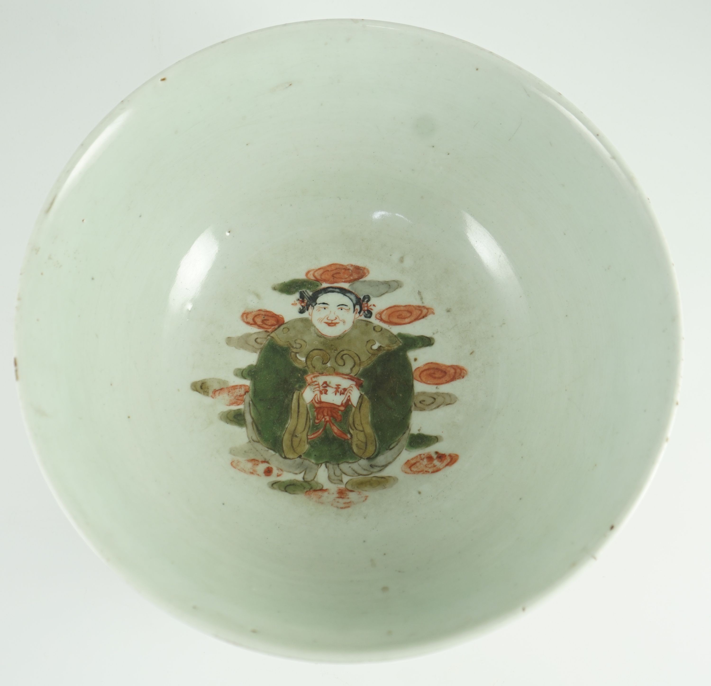 A Chinese famille verte ‘warriors’ bowl, 19th century, 29.7 cm diameter